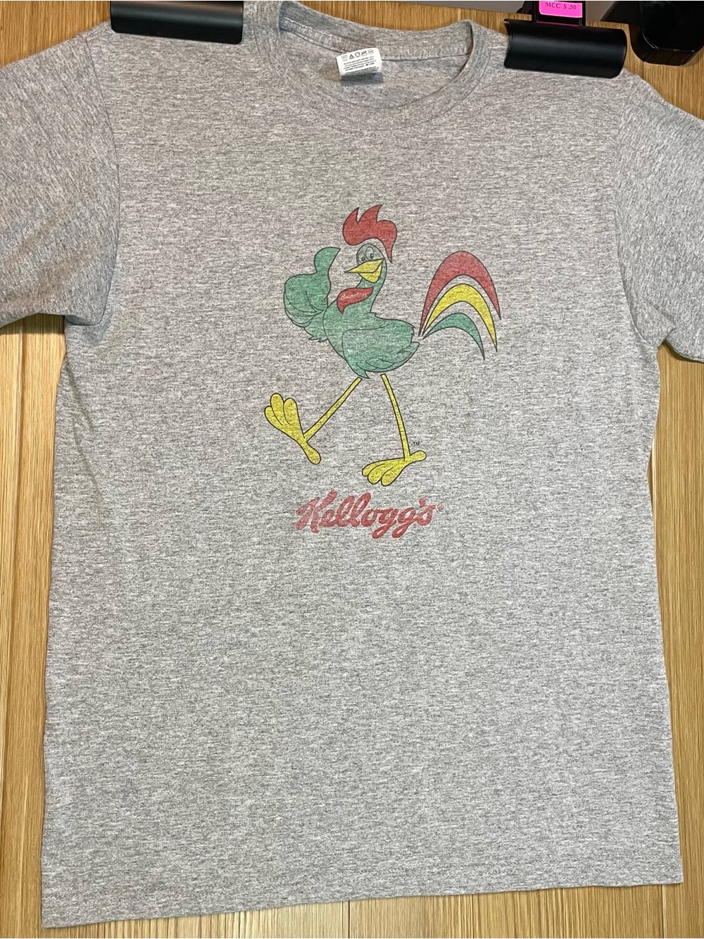 Vintage Kelloggs Cereal Mascot Cornelius Rooster Graphic T-Shirt Medium Gray